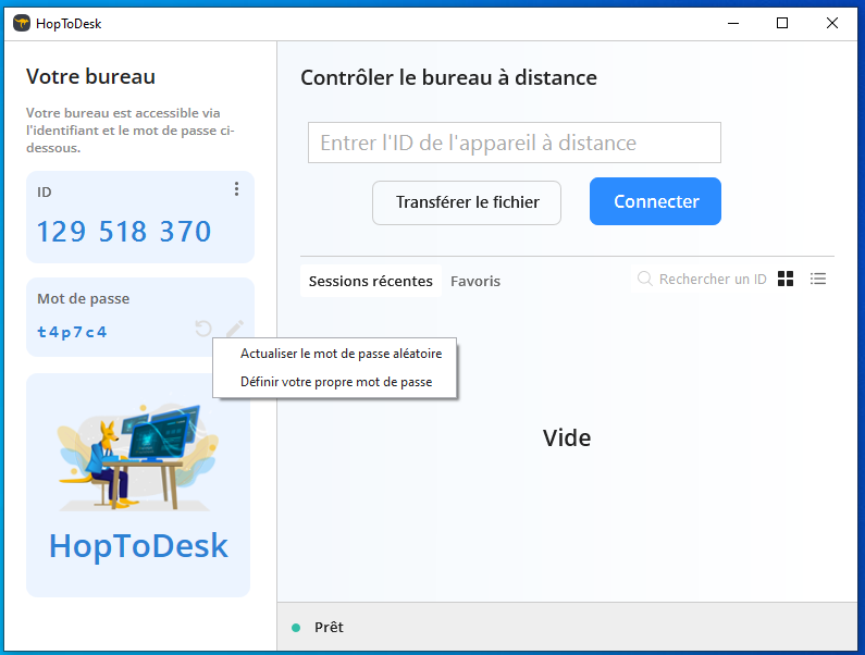 changer-pass Ecran d'accueil HopToDesk